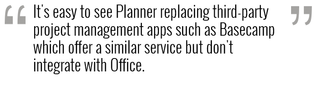 It's easy to see Planner replacing third-party project management apps such as Basecamp which offer a similar service but don't integrate with Office.