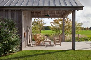 summerhouse ideas with seating on a covered patio