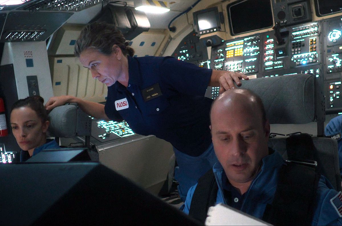 Veteran NASA astronaut and &quot;For All Mankind&quot; technical consultant Garrett Reisman takes a turn in front of the camera as a guest star in the second episode of Season 2 of the series. Reisman plays the commander of space shuttle Columbia in a scene alongside actors Jody Balfour (left), Sonya Walger and Bjørn Alexander.