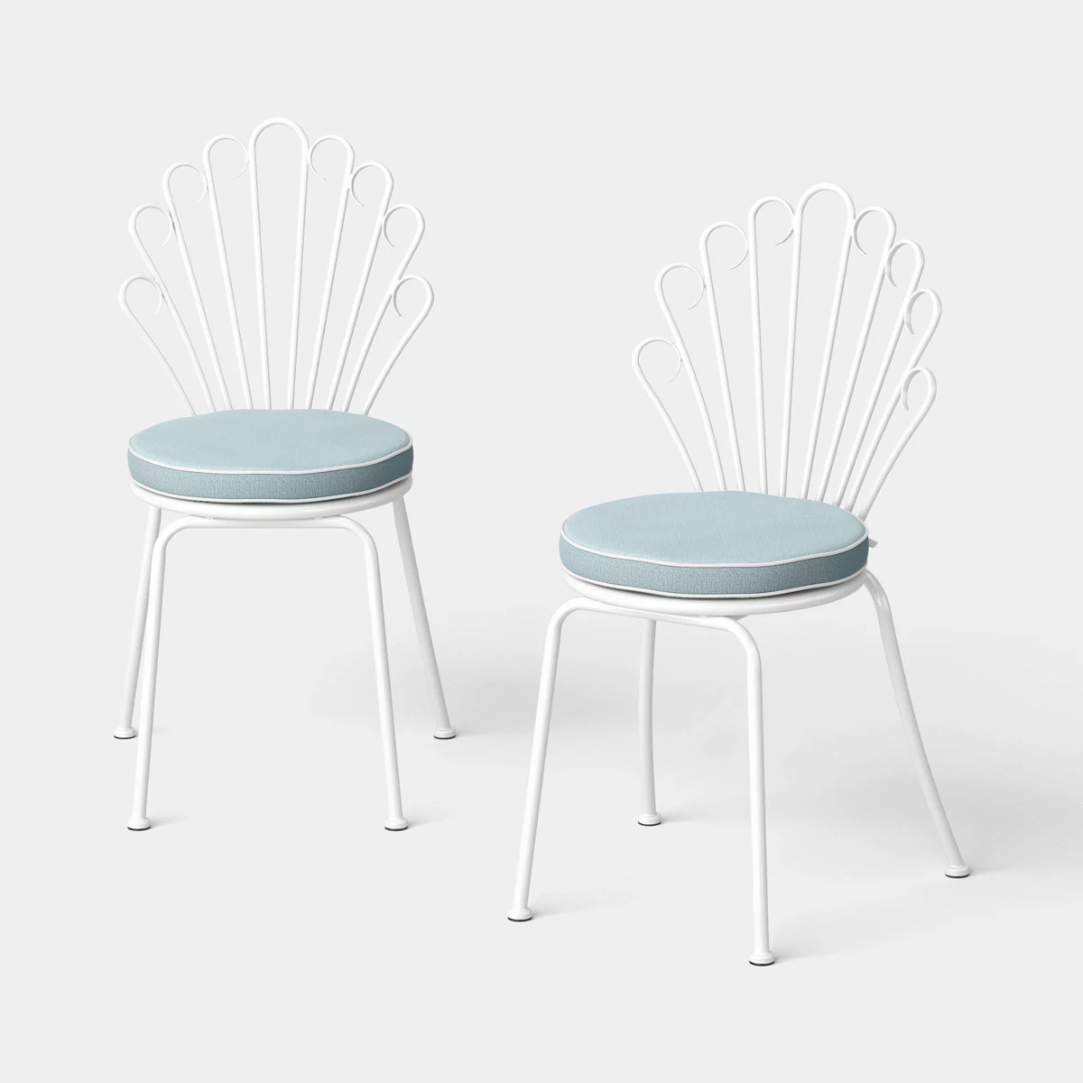 2pk Metal Stackable Shell Outdoor Patio Dining Chairs White - Threshold Designed W/ Studio Mcgee