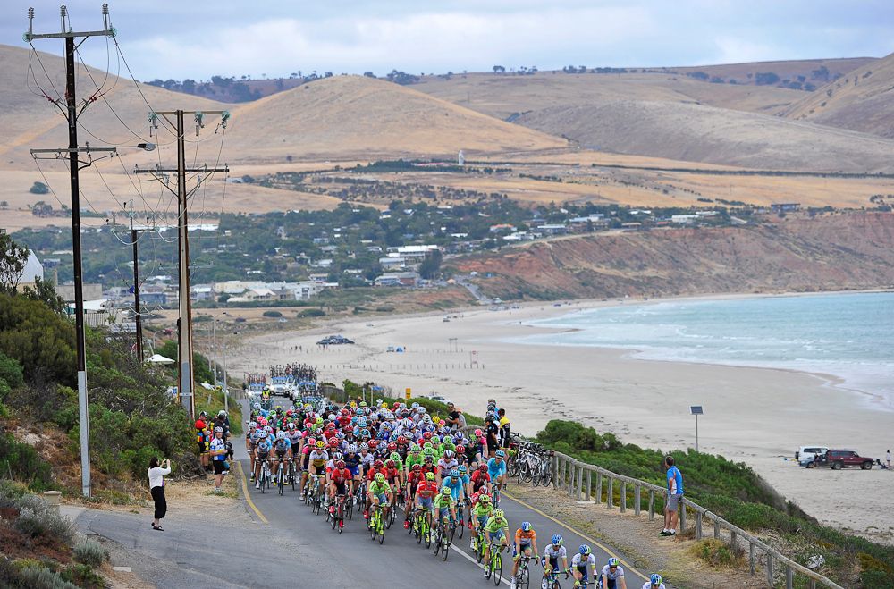 The peloton in action during stage 5 of the Tour Down Under