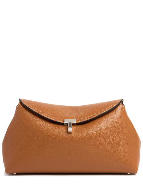 T-Lock Pebble Grain Leather Clutch - Toteme - Women - Tan - Unique