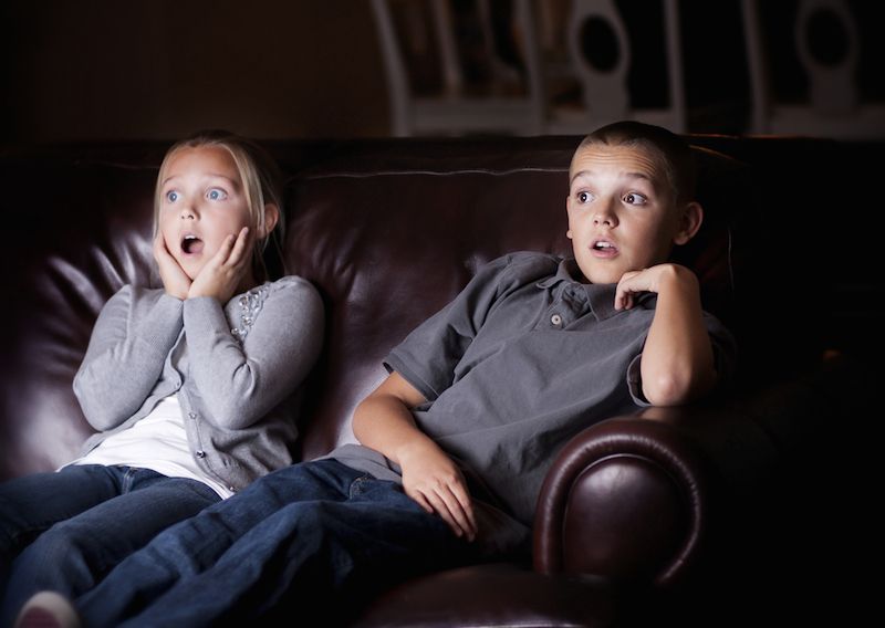 Children watching scary movie