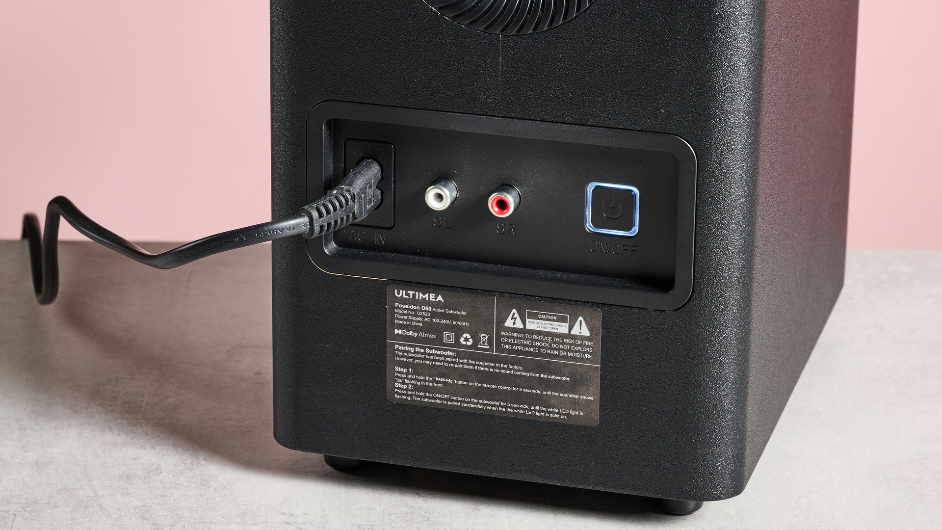 Ports on the Ultimea Poseidon D60 subwoofer