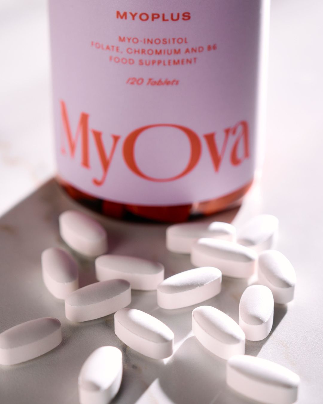 MyOva Myoplus Myo-insitol supplement: A close up of the packaging