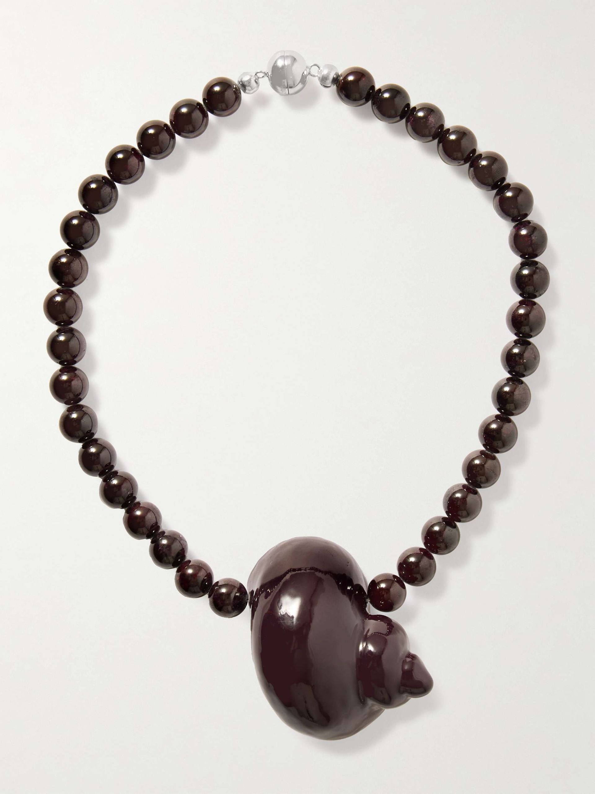 Mykonos Rhodium-Plated Garnet Necklace