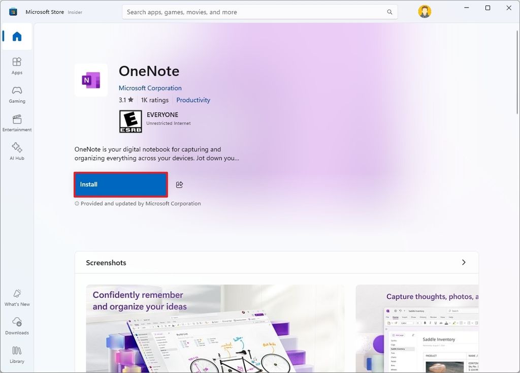 Install OneNote