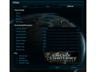 Enemy Territory Quake Wars graphics option 2