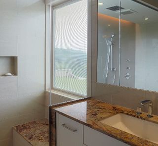 The master bathroom features