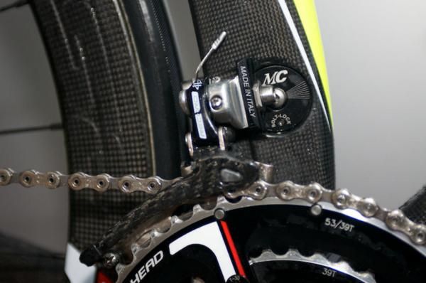 Campag Record front mech and Cipollini's own hanger.