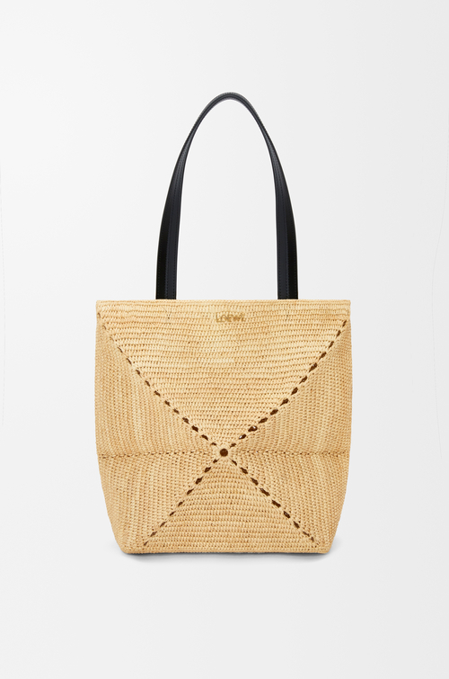 Medium Puzzle Fold Tote in Raffia