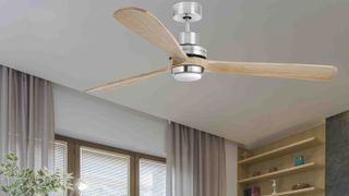 wooden ceiling fan in living room