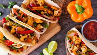 roasted cauliflower tacos with vegetables