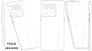 Illustrations taken from a OnePlus patent which seem to show a OnePlus 10-like phone with a larger periscope camera