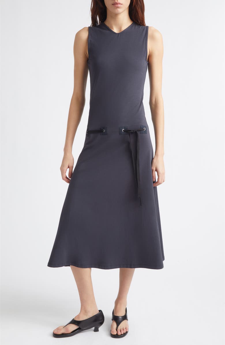 Suni Drawstring Organic Cotton Knit Midi Dress