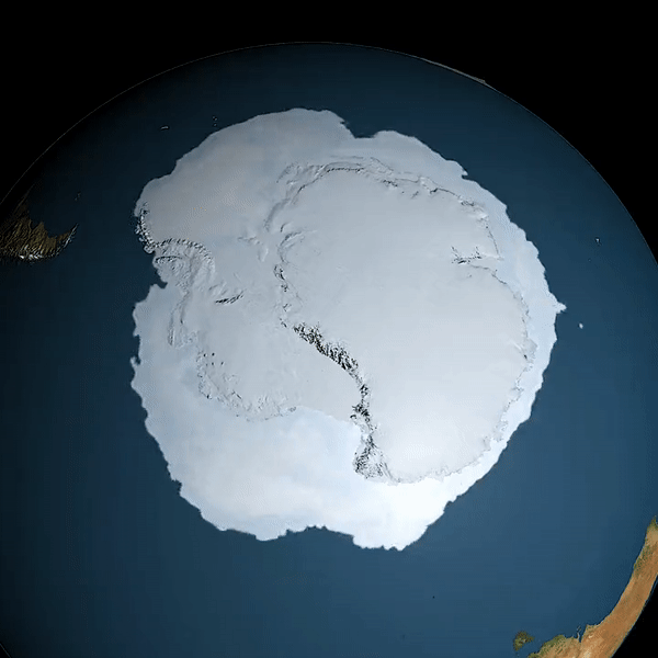 The seasonal variations in the amount of sea ice around Antarctica.