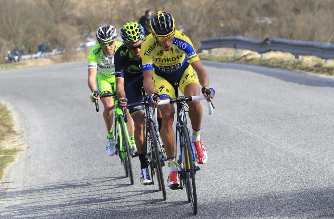 Roman Kreuziger (Tinkoff - Saxo), Benat Intxausti (Movistar) and Stefano Pirazzi (Bardiani)