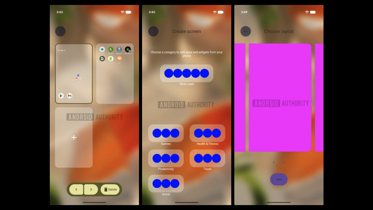 Leaked images showing an 'organizer' feature in Android