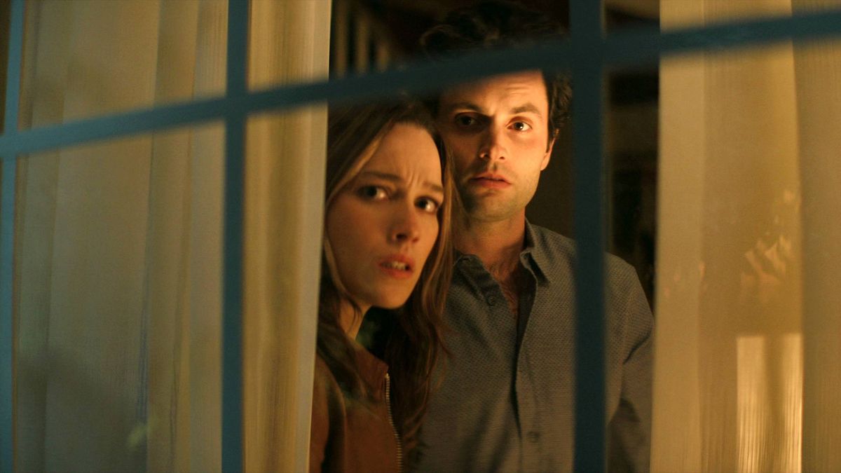 Victoria Pedretti and Penn Badgley star in You season 3 on Netflix