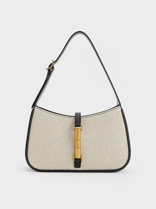 Cesia Canvas Metallic Accent Shoulder Bag