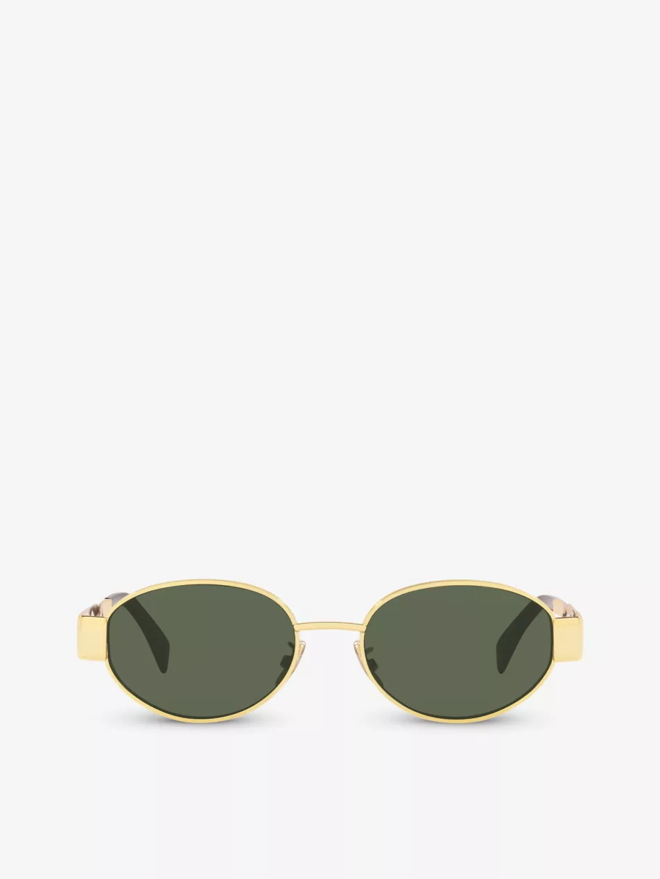 Cl40235u Oval-Frame Metal Sunglasses