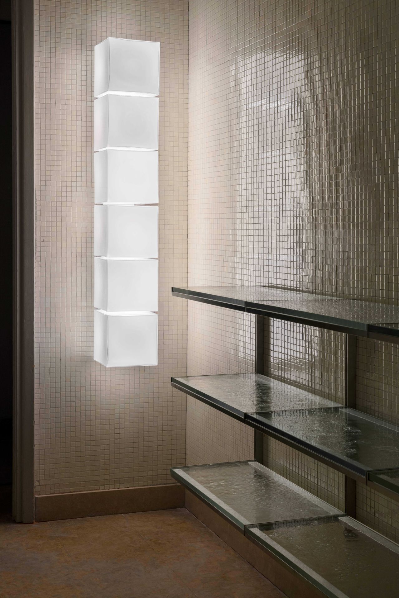 Murano glass lighting installed in a former swimming pool