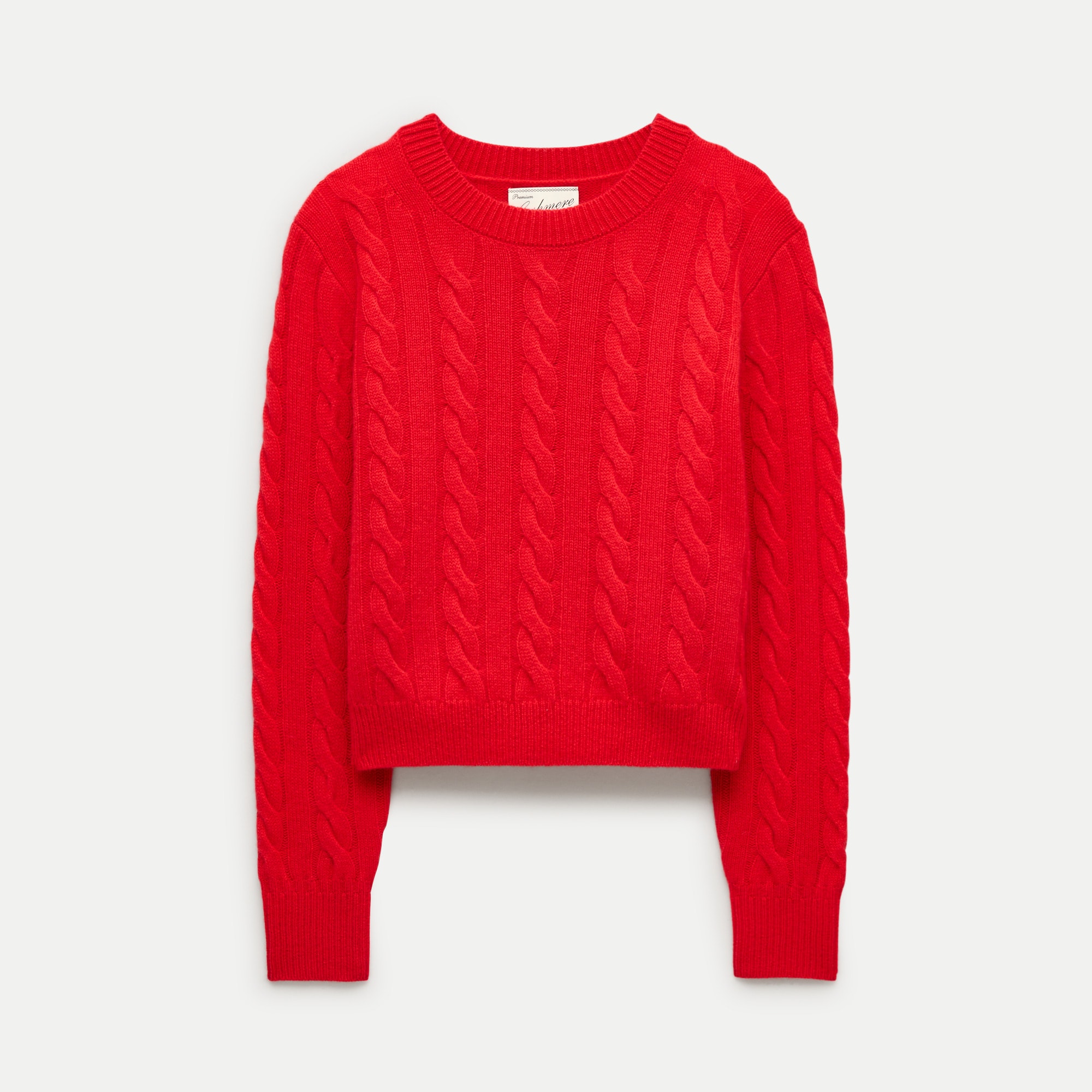 Cashmere Shrunken Crewneck in Cable Knit
