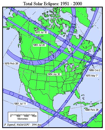 a map of the united states showing tracks of various eclipses between 1924 and 2024