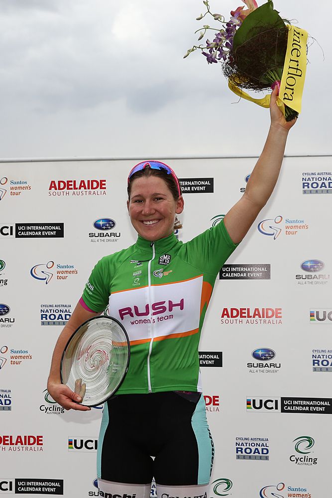 Lauretta Hanson (Rush Women's Team) won the sprint jersey at the Santos Women's Tour 2016