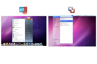 Both applications can place a Windows Start menu on the OS X Desktop, but only Parallels Desktop 7 renders it faithfully.