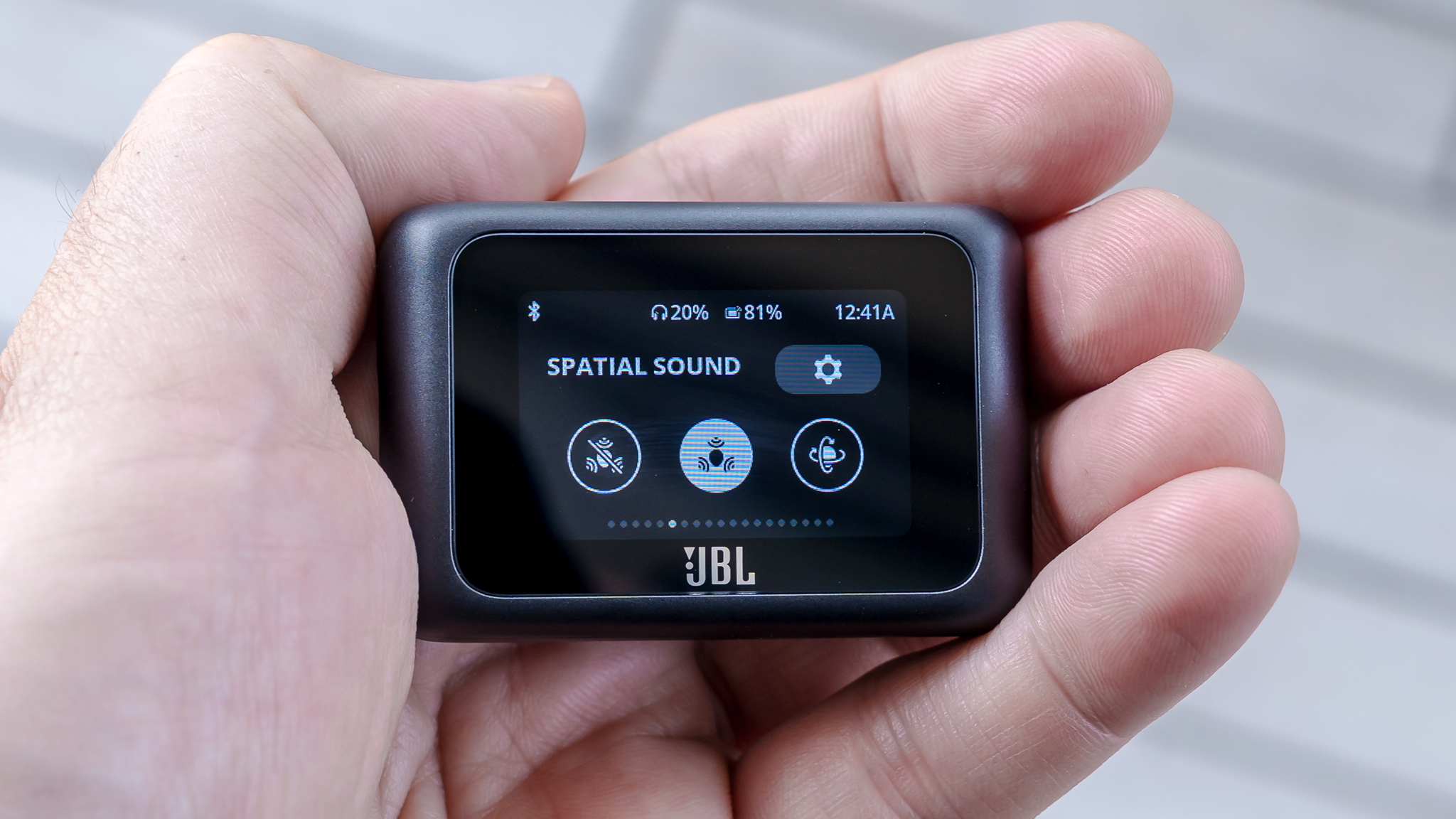 Smart Tx transmitter showing spatial audio settings for JBL Tour One M3.