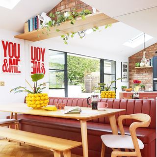 kitchen diner with dining table and banquette seating