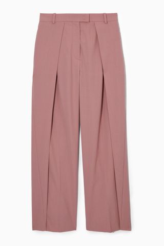 Wide-Leg Pleated Wool Trousers