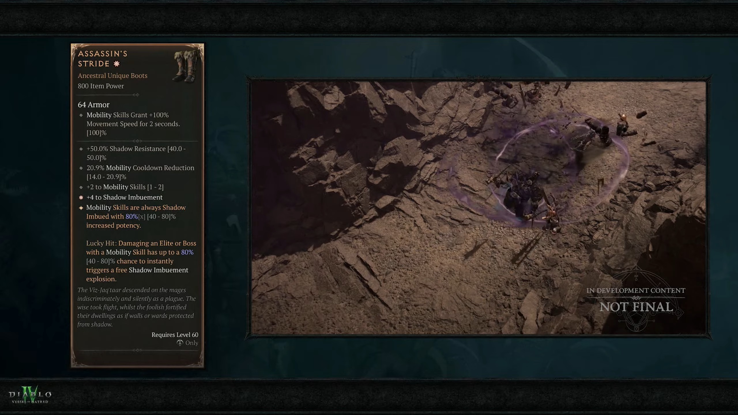 Slides shown in Diablo 4 campfire showing changes to Rogue class