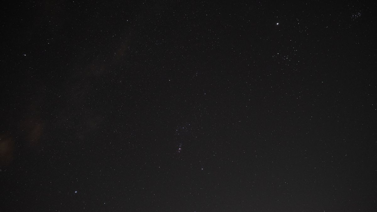 Orion, Taurus and Sirius in the night sky