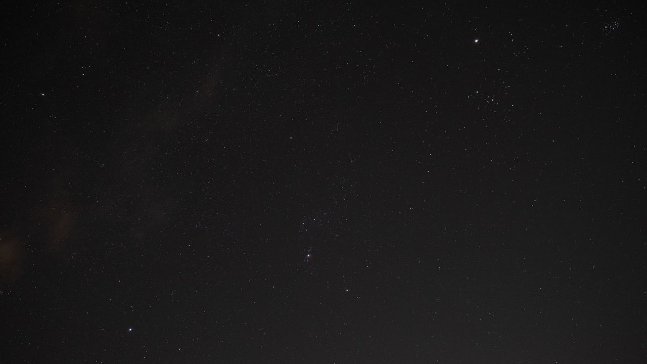 Orion, Taurus and Sirius in the night sky