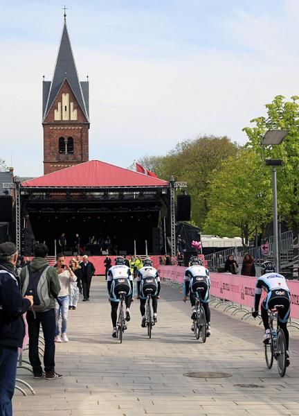 Omega Pharma-QuickStep riders in Herning, Denmark for the start of the Giro d'Italia.
