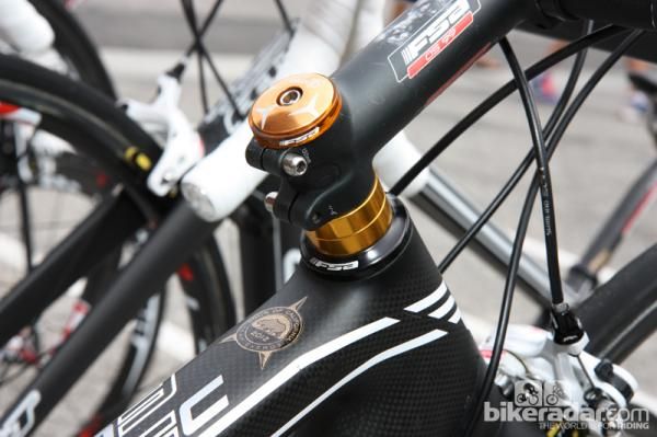 Team Exergy decorated their bikes with gold bits when they earned a spot in this year's Tour of California and several of the riders opted to leave them on.