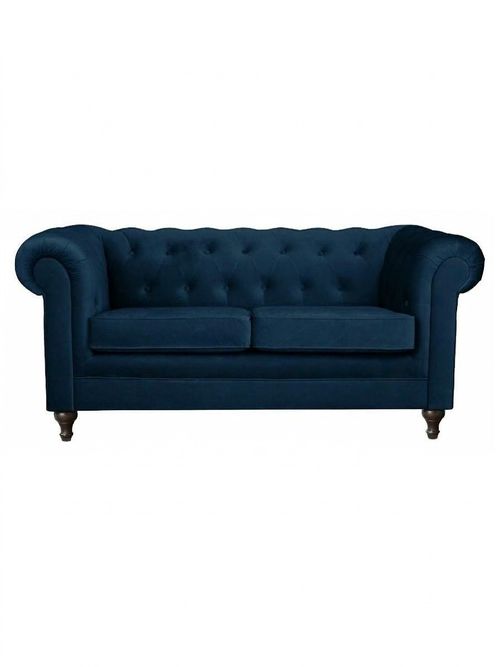 Chesterfield Blue Velvet 2 Seater Sofa