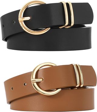 Vonmelli, 2-Pack Women's Leather Belts