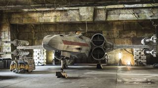 Take your meeting from the Resistance's X-wing hangar with this awesome "Star Wars" video call background.