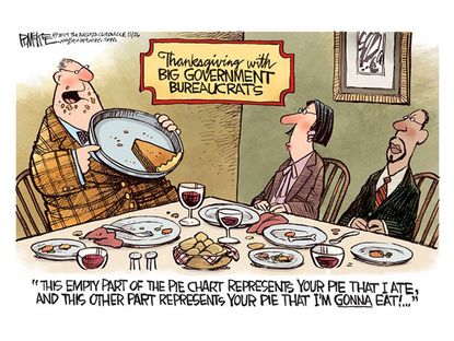 Editorial cartoon Thanksgiving big government