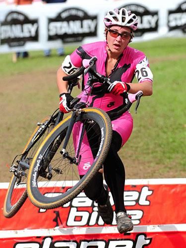 Kathryn Stendel (Team Pegasus) flying over the barriers.