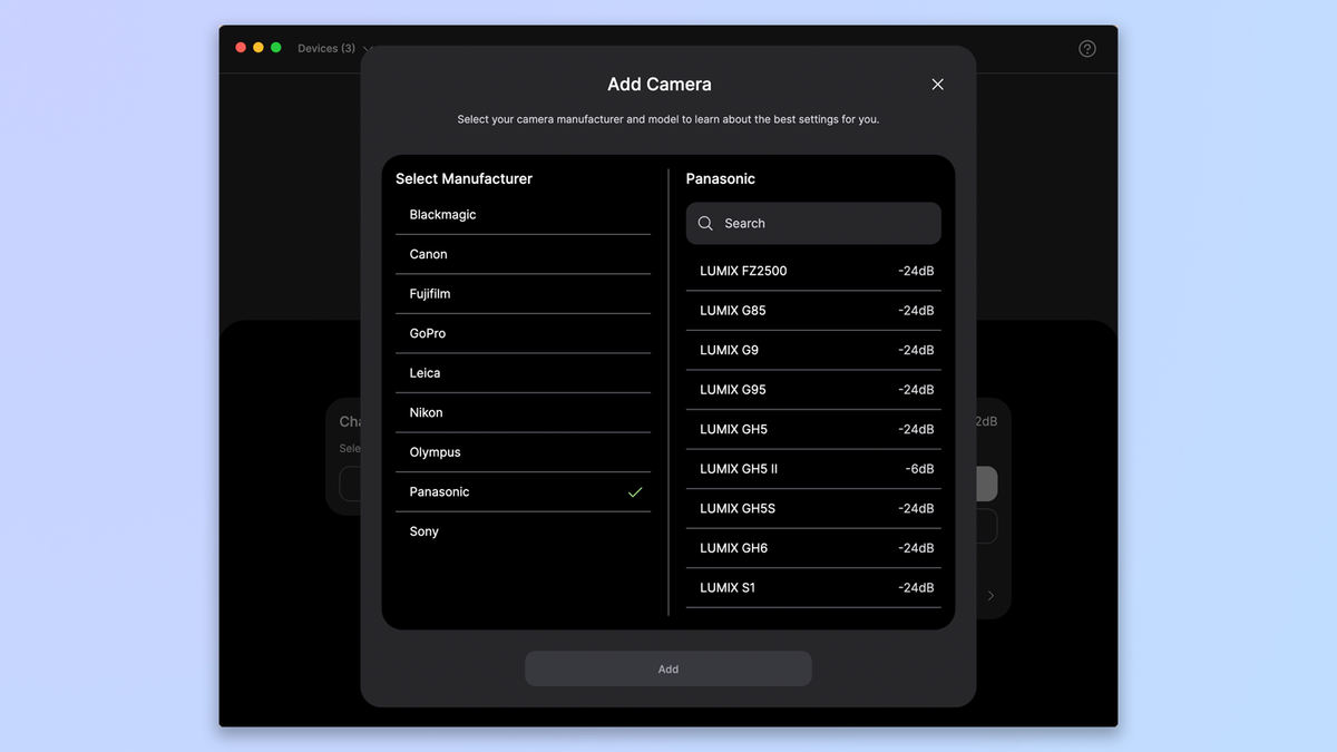 a screenshot from the rode central app showing customization in the rode wireless go gen 3