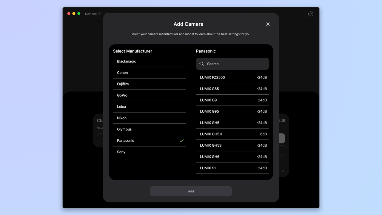 a screenshot from the rode central app showing customization in the rode wireless go gen 3