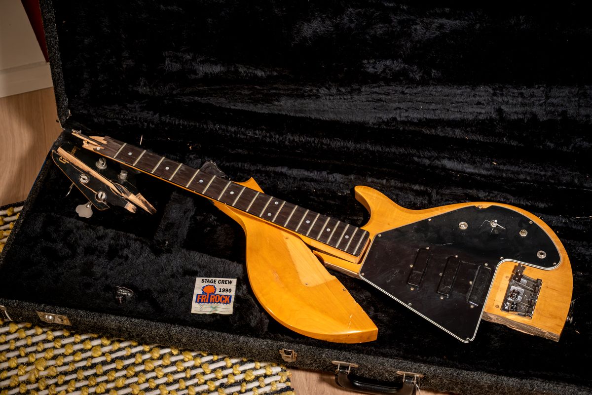 Mike Dirnt's smashed Gibson Grabber