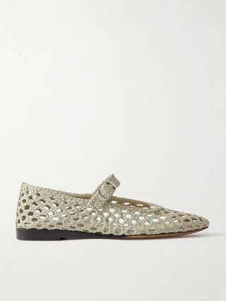 Woven Leather Mary Jane Ballet Flats