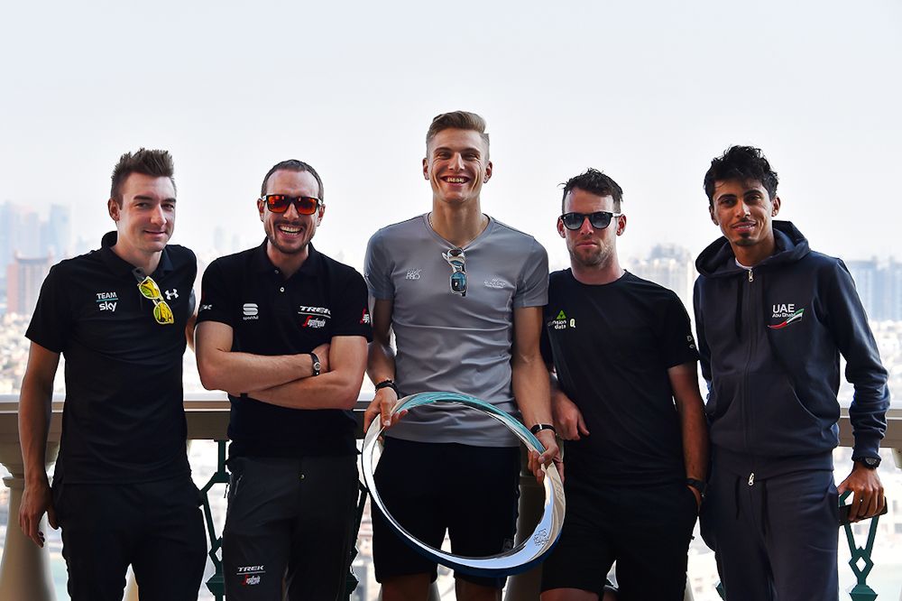 Viviani, Degenkolb, Kittel, Cavendish and Mirza.