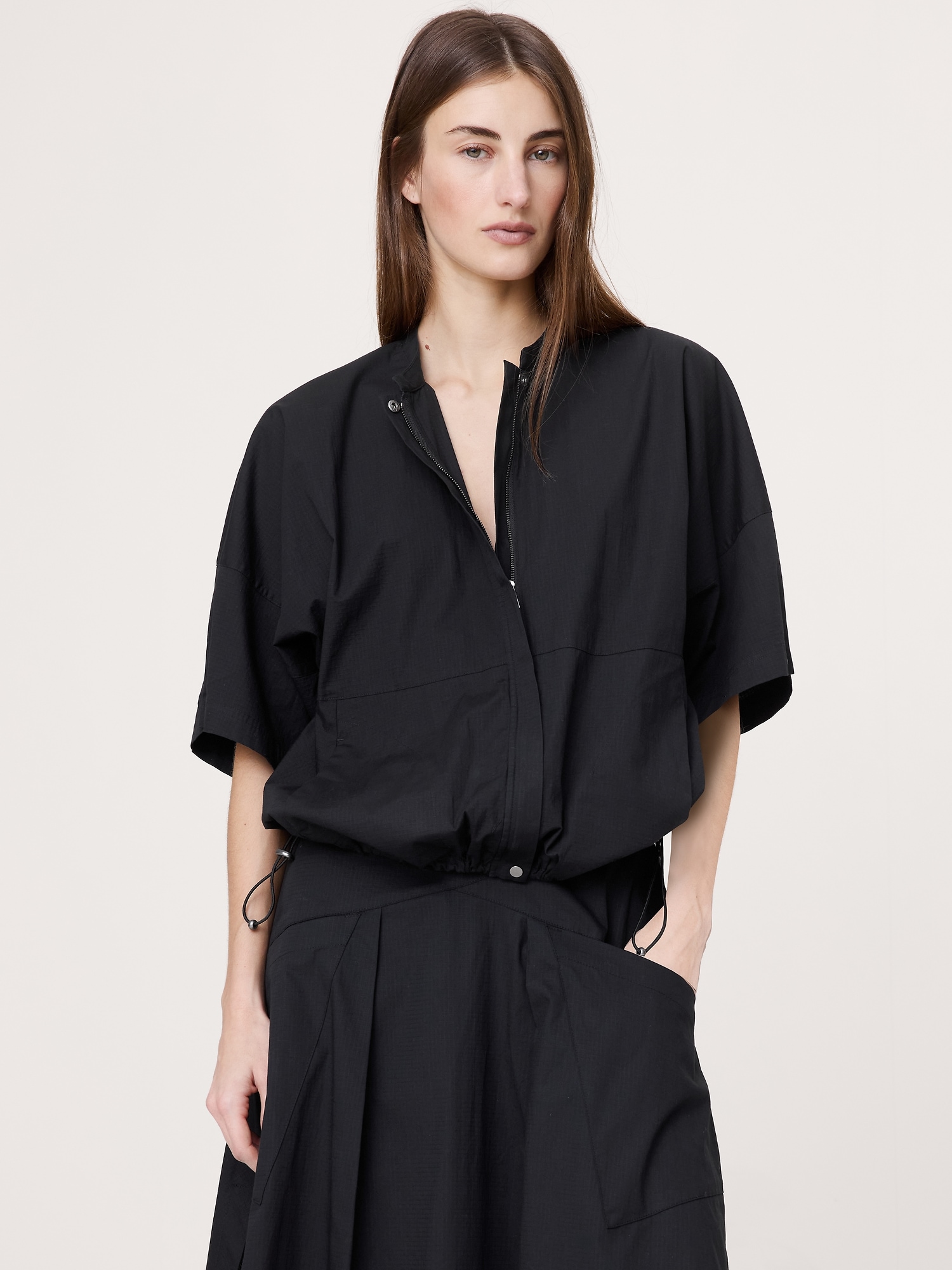 Stretch-Cotton Puff-Sleeve Top