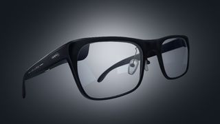 The Oppo Air Glass 3 AR glasses prototype floating in a black and white void